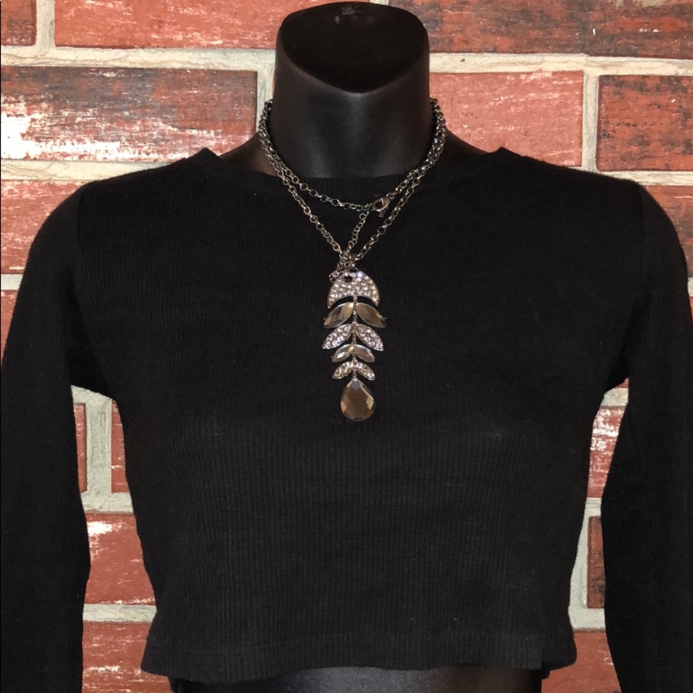 Simulated Muti-Colored Crystal Fish Necklace